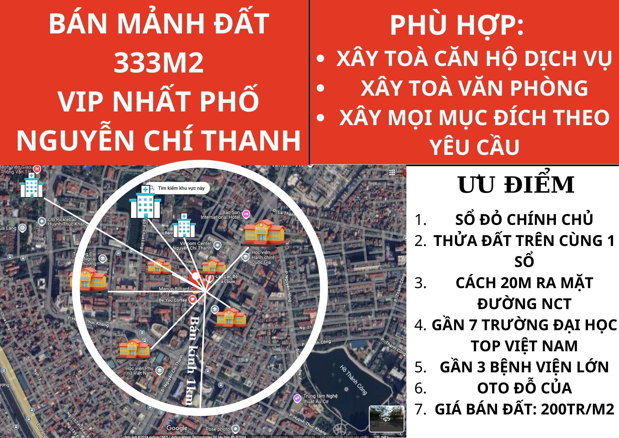 200TR/M2 - BÁN ĐẤT NGUYỄN CHÍ THANH 333M2, PHÙ HỢP XÂY TOÀ CCMN, KHÁCH SẠN, PHÒNG KHÁM